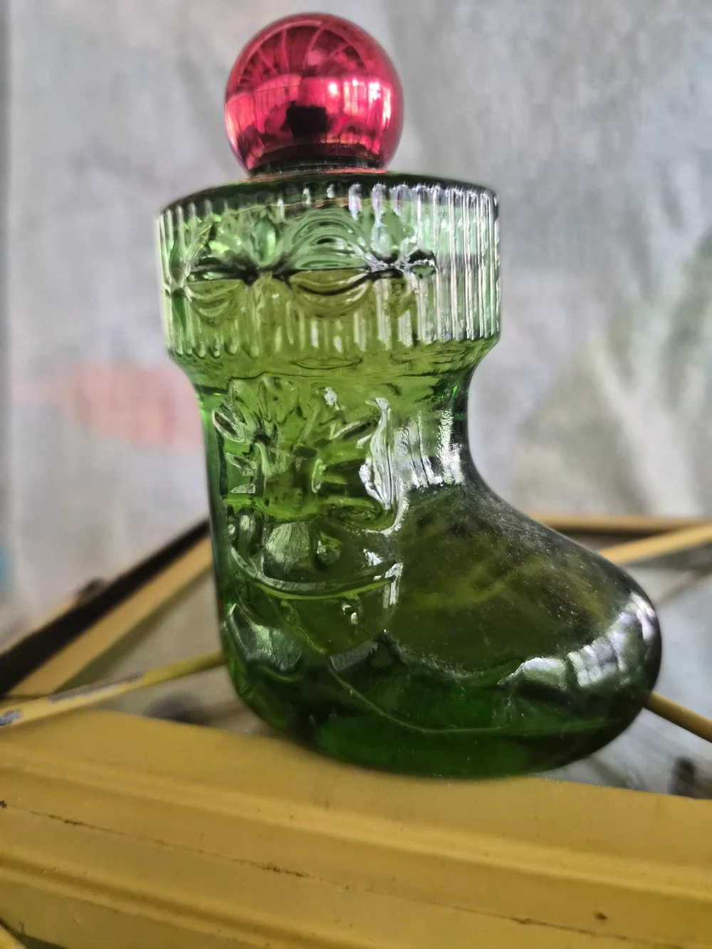 Avon Christmas Surprise Sock Purfume Glass Bottle